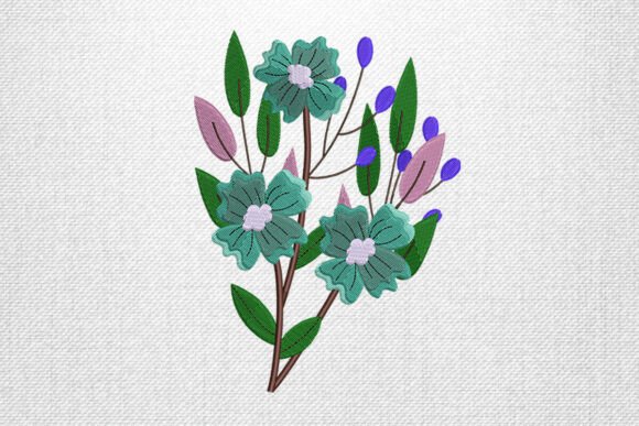 Blue Floral Branch: A Versatile Embroidery Design for Small Business Branding