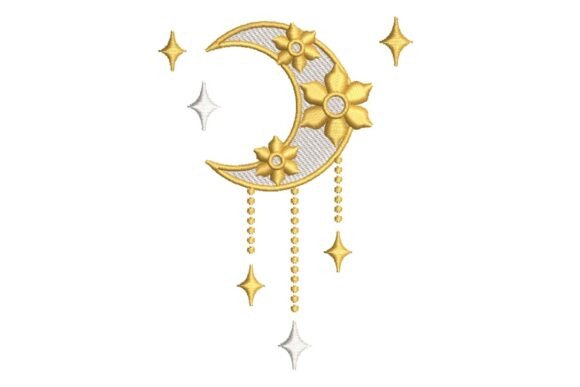 Celestial Moon Charm: A Cosmic Touch for Holiday Embroidery