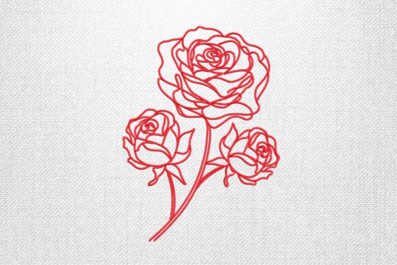 Elegant Red Rose Line Art Embroidery Review