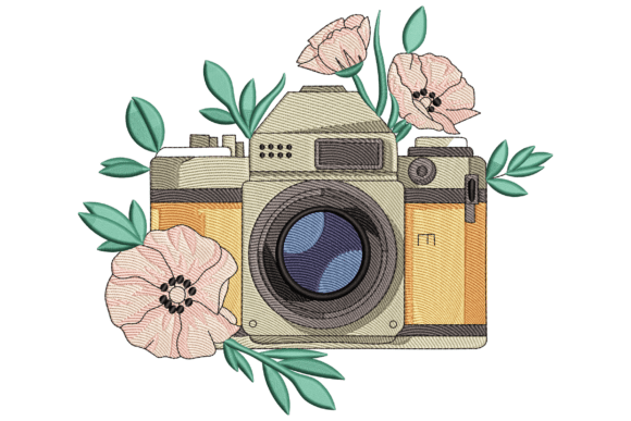 Floral Camera: A Seasonal Embroidery Design with Charming Appeal