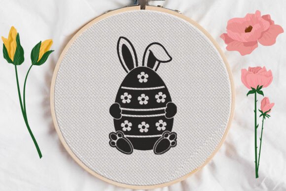 Floral Easter Bunny Egg: A Craft Fair Embroidery Standout