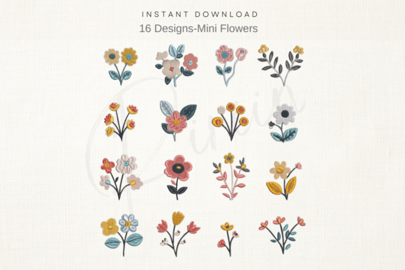Mini Flower Set—Machine Embroidery for Delicate, Meaningful Gifts