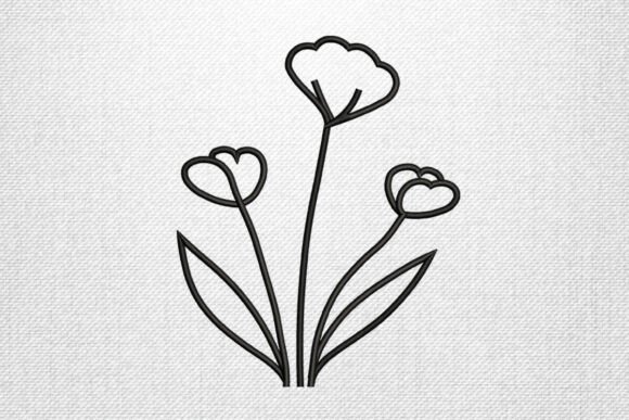 Minimalist Flower Line Art Review for Apparel Embroidery